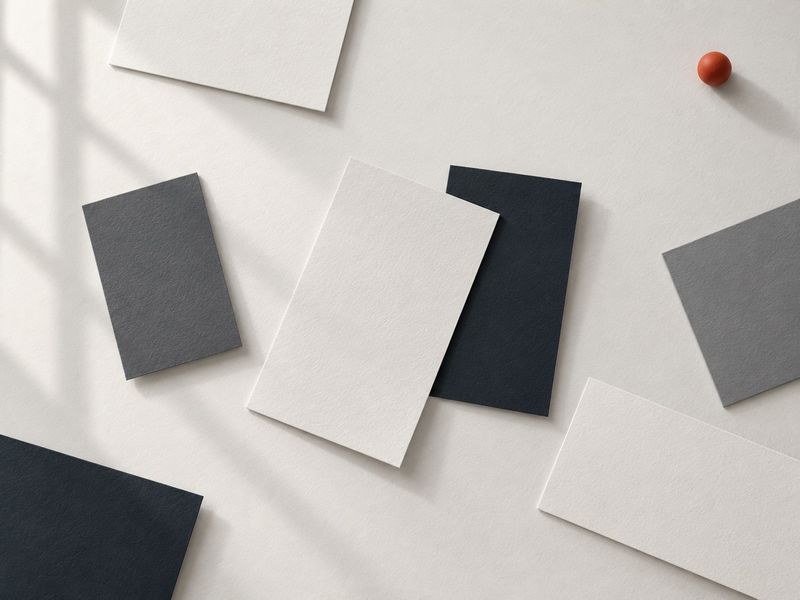 Cartões de papel de tamanhos e cores diferentes espalhados e desalinhados